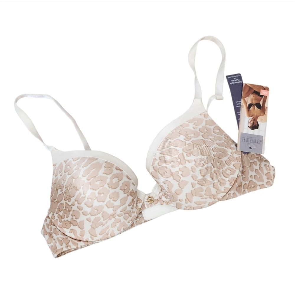 NWT Jennifer Lopez Animal Print Cream Convertible Push Up Bra Size 34A